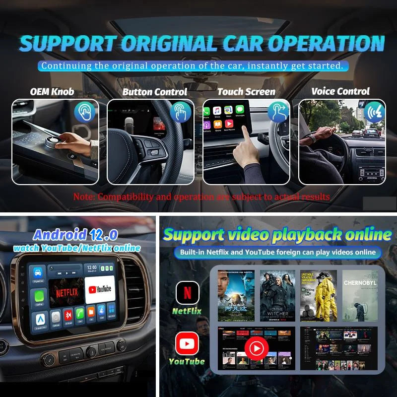 2026 Wireless Android Auto Apple CarPlay Dual-WiFi Plug And Play Adapter Smart AI Box with Youtube Netflix IPTV TikTok