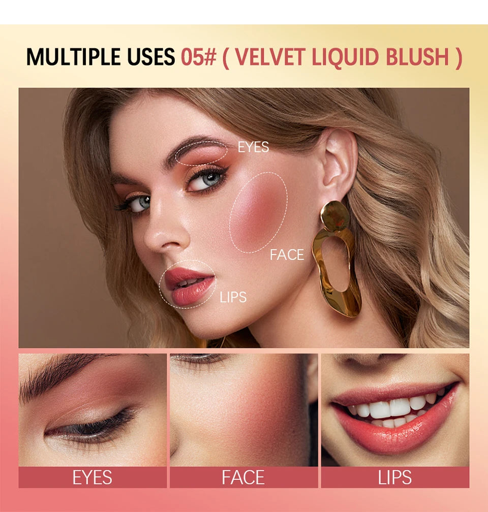 Blush Liquid Blusher Real Makeup Blush Matte Palette Blusher Cosmetics Products Liquid Cream Stick Pink Face raremakeup Beauty