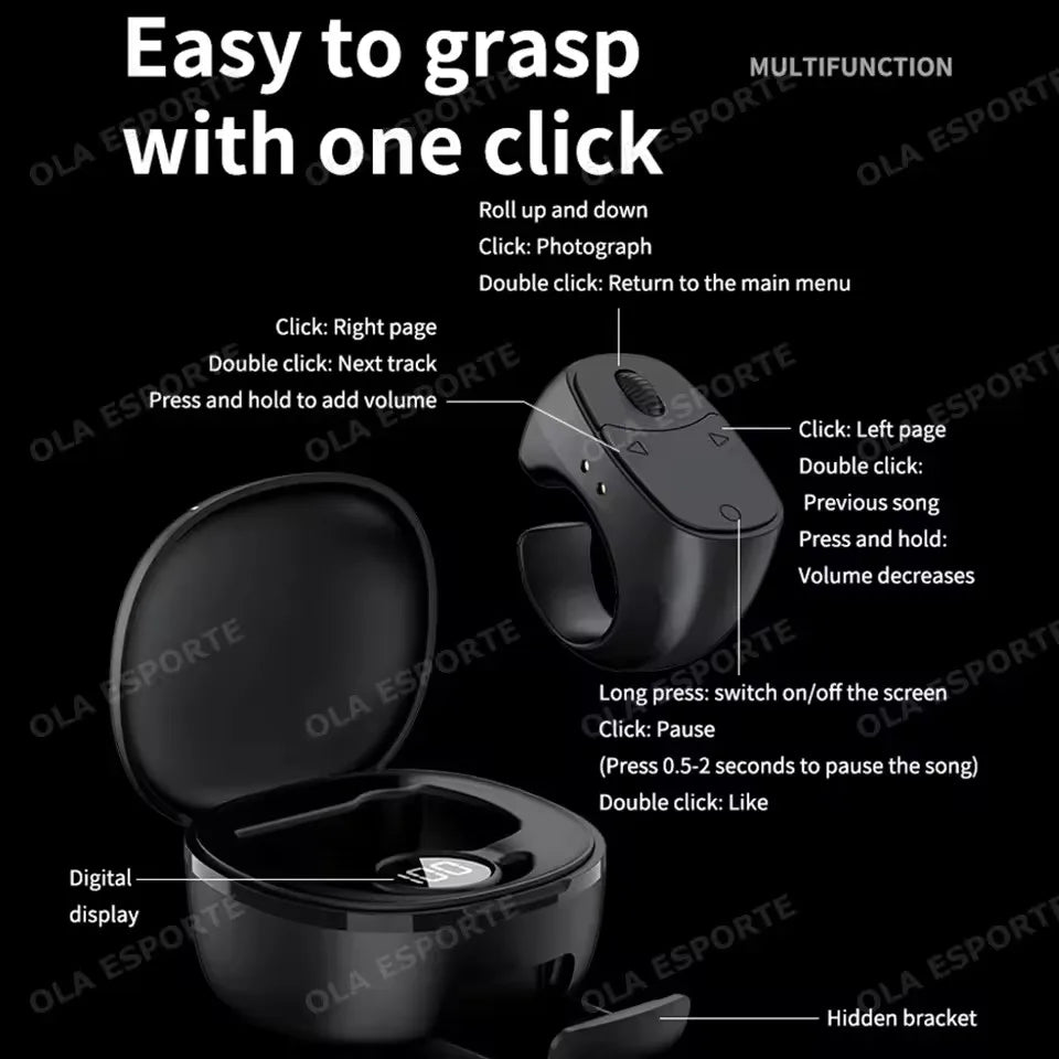2026 New Touch & Roller Fingertip Ring Remote Control Wireless Bluetooth Mobile Selfie Mice Video Automatic Page Turner Browsing