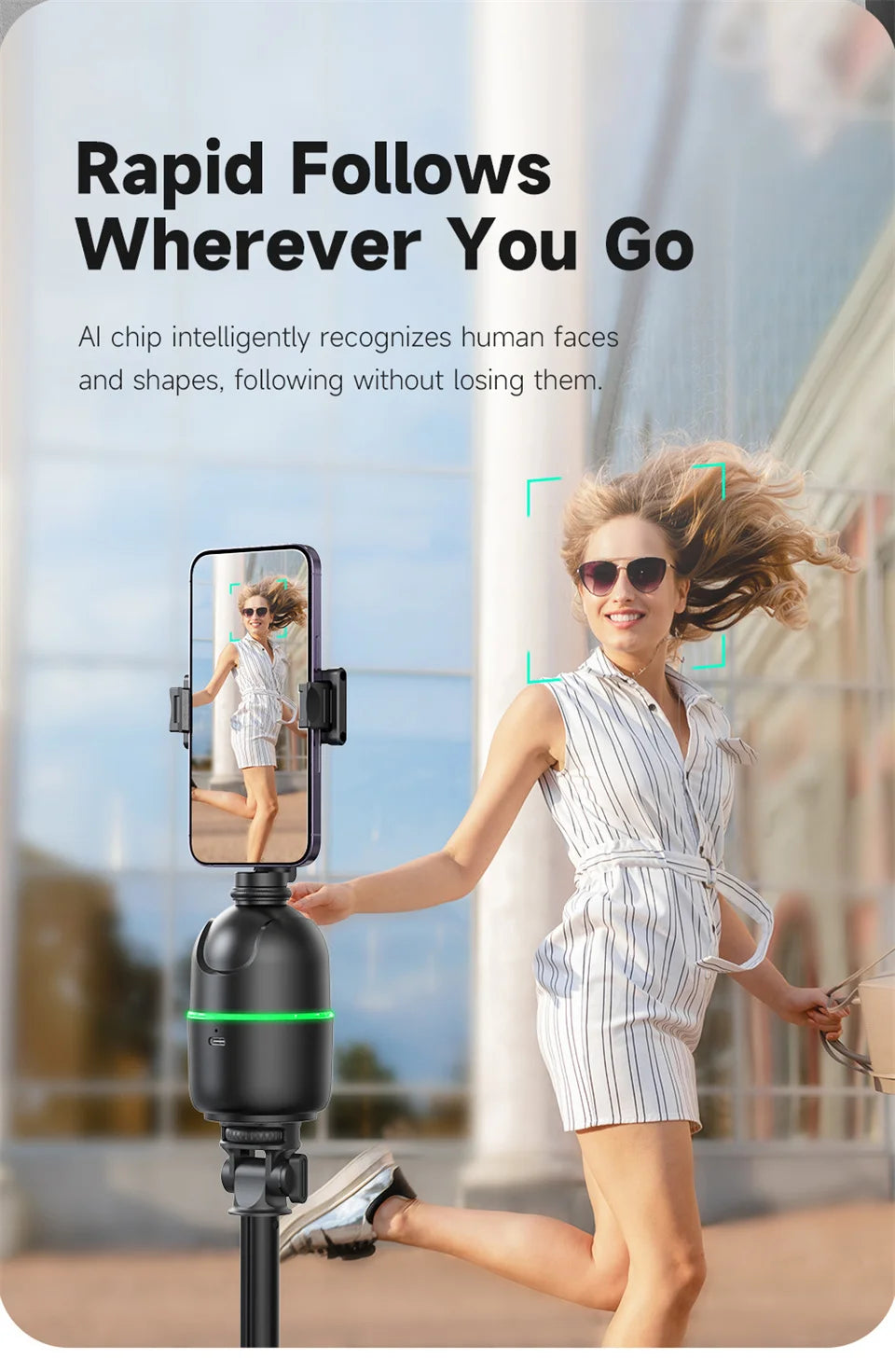 FANGTUOSI 2026 New Gimbal Stabilizer With light AI Follow Shooting Bracket For Tiktok Live Video Photography for ios Smartphone