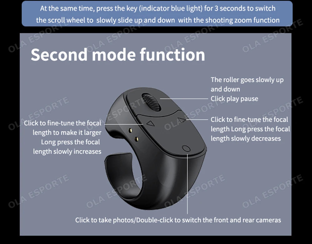 2026 New Touch & Roller Fingertip Ring Remote Control Wireless Bluetooth Mobile Selfie Mice Video Automatic Page Turner Browsing