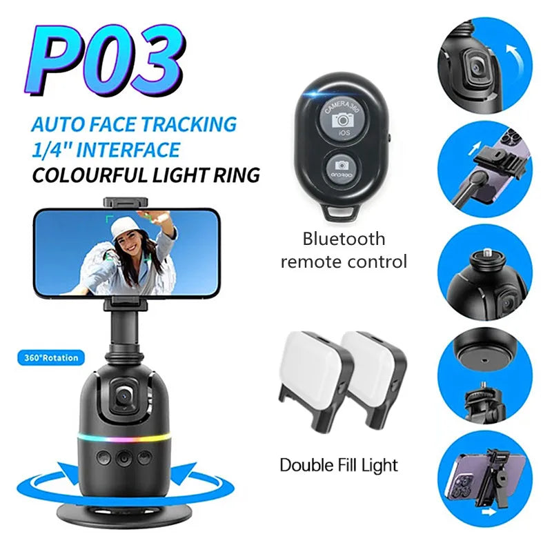 FANGTUOSI 2026 New Gimbal Stabilizer With light AI Follow Shooting Bracket For Tiktok Live Video Photography for ios Smartphone