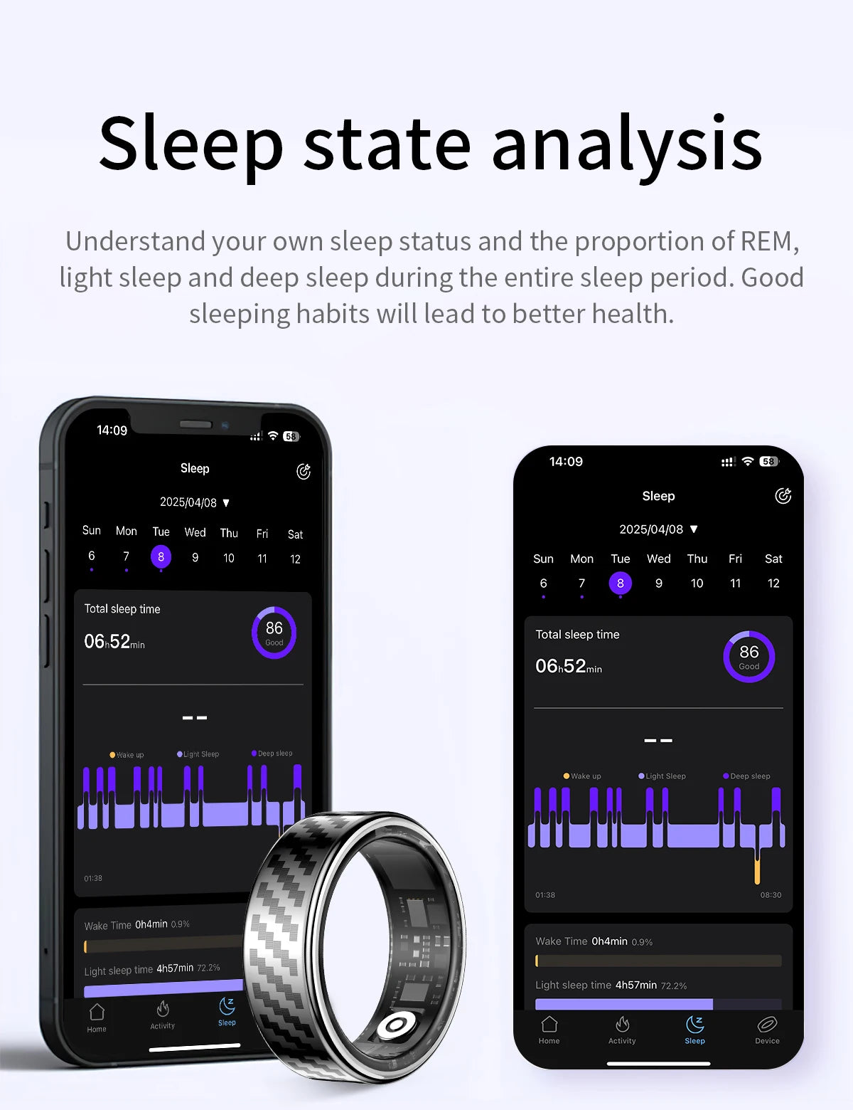 Call reminder information heart rate blood oxygen sleep exercise HR monitoring TikTok TK family care friend smart ring New 2026