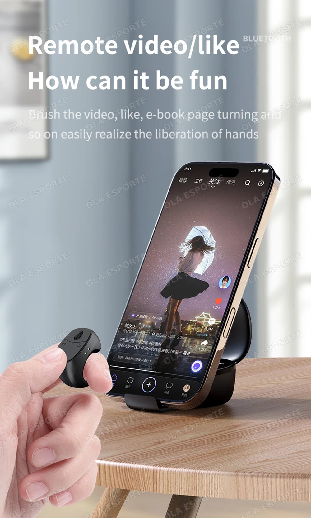 2026 New Touch & Roller Fingertip Ring Remote Control Wireless Bluetooth Mobile Selfie Mice Video Automatic Page Turner Browsing