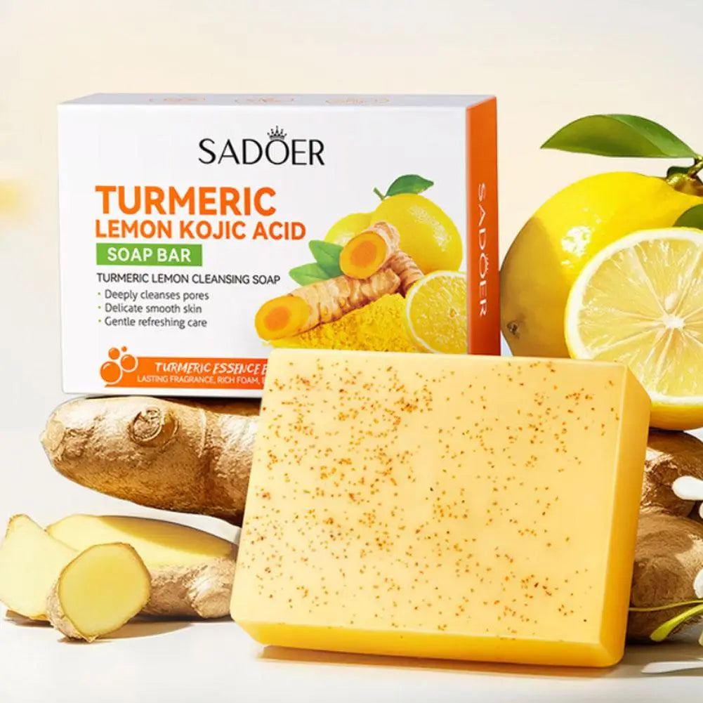 100g Kojic Acid Soap for Face, Turmeric Dark Spot Remover Soap Bar with Turmeric & Lemon & Hyaluronic Acid  Gentle Moisturising