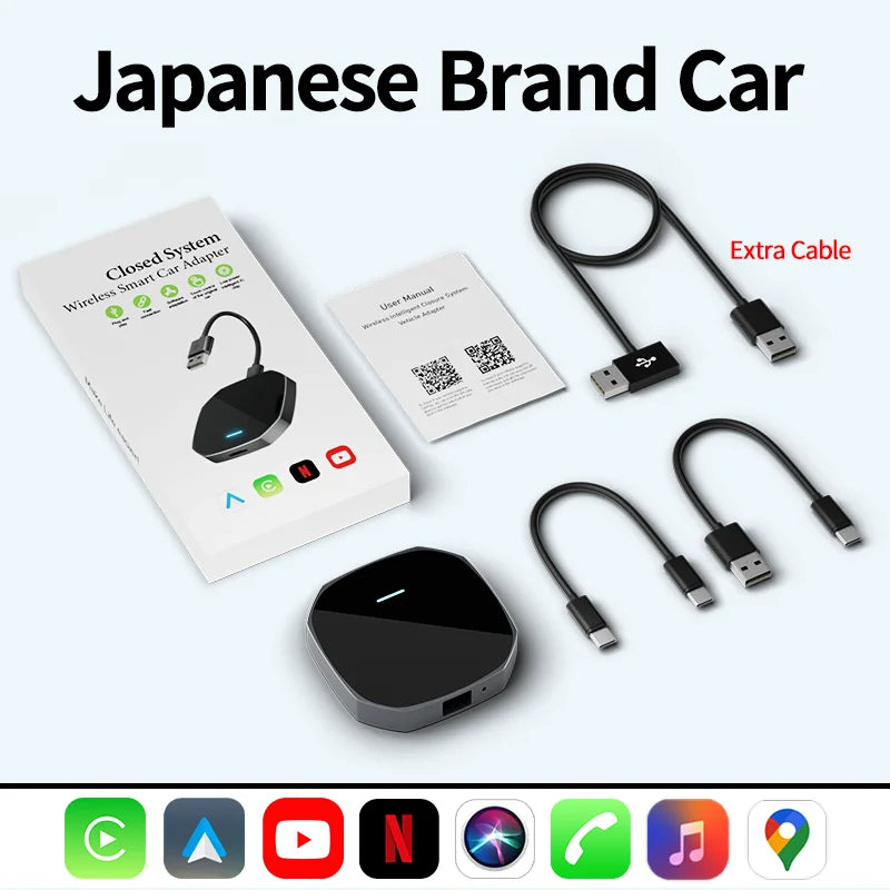 2026 Wireless Android Auto Apple CarPlay Dual-WiFi Plug And Play Adapter Smart AI Box with Youtube Netflix IPTV TikTok