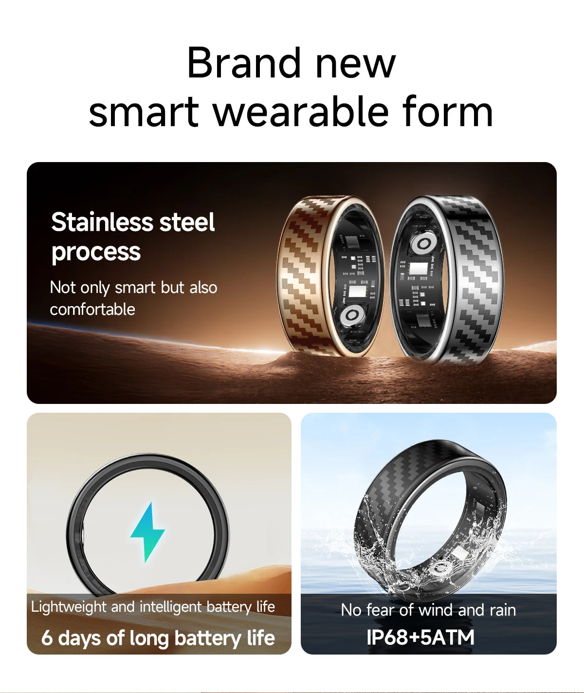 Call reminder information heart rate blood oxygen sleep exercise HR monitoring TikTok TK family care friend smart ring New 2026