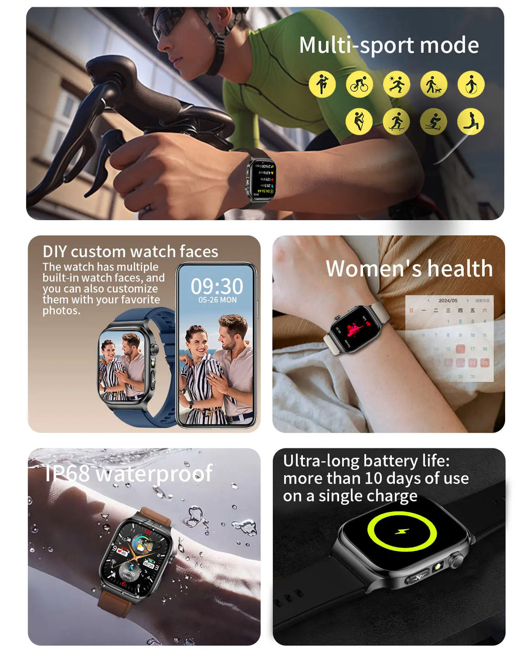 2026 New Accurate Diagnosis Smart Watch Body Fat ECG Blood oxygen BP Health Sport HD AMOLED Screen Call Smart Watches man woman
