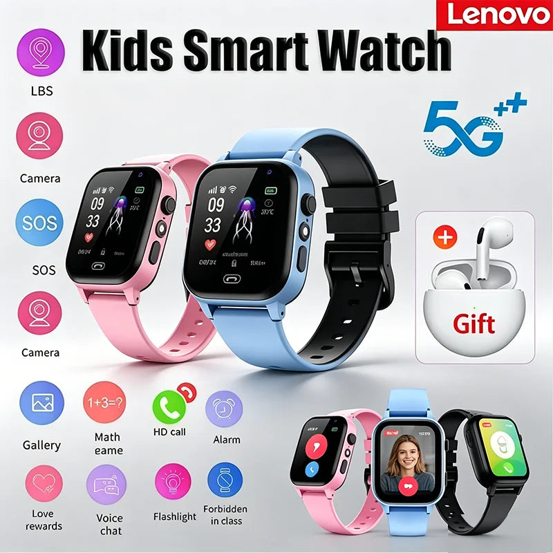 2026 Lenovo Kids GPS Smart Watch SOS Location Tracker SimCard Call Child SmartWatch Camera Waterproof Watch Gift For Ios Android
