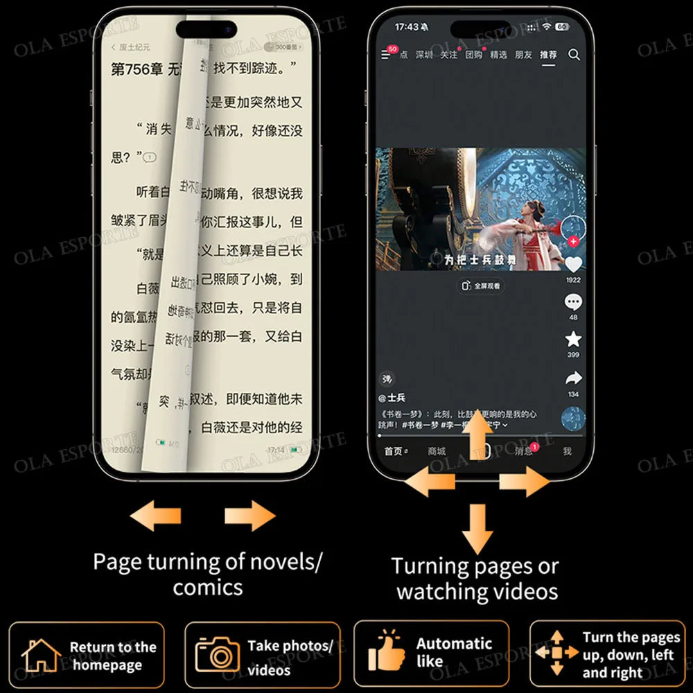 2026 Page Turner Clicker BT Camera Video Recording Remote Remote Scrolling Ring for IOS Android Tablet Touch Screen Page Turner