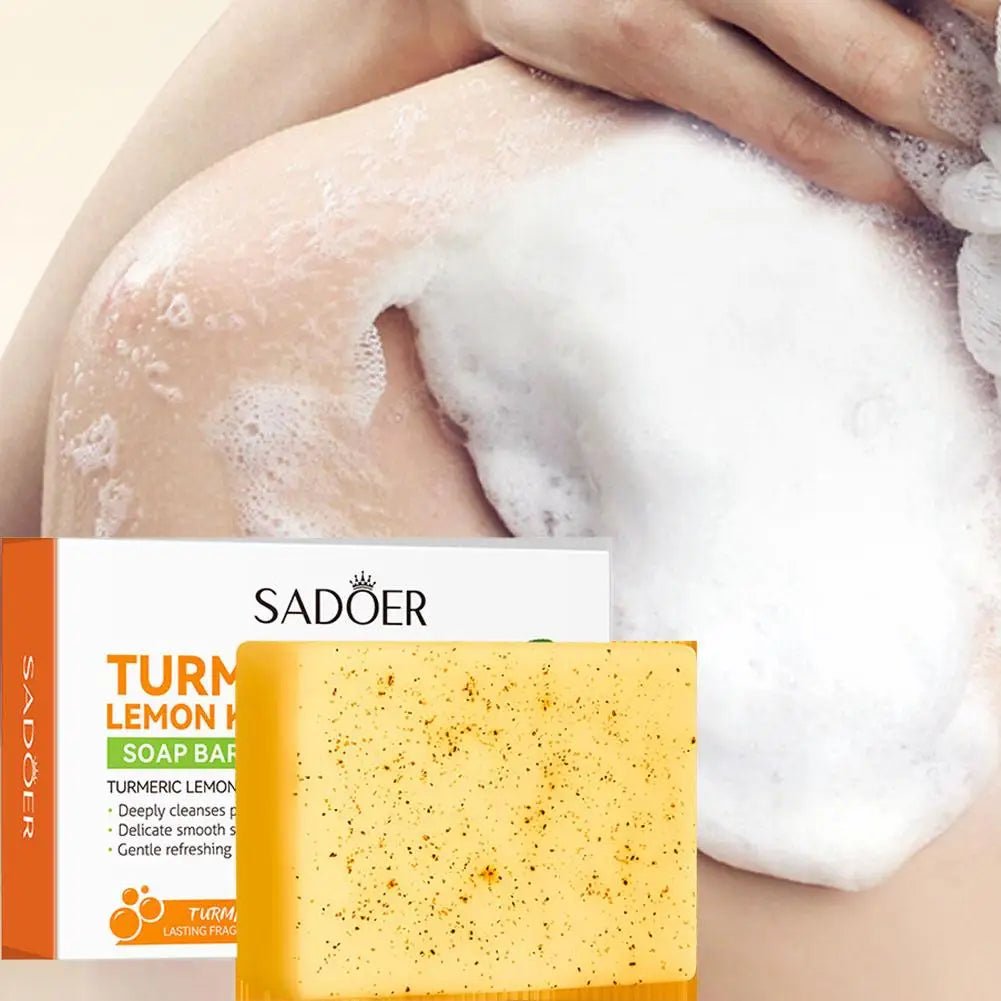 100g Kojic Acid Soap for Face, Turmeric Dark Spot Remover Soap Bar with Turmeric & Lemon & Hyaluronic Acid  Gentle Moisturising