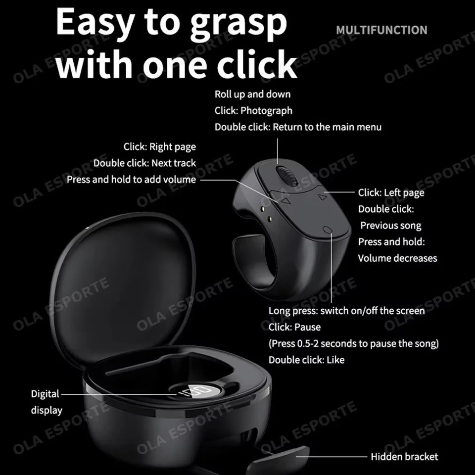 2026 New Touch & Roller Fingertip Ring Remote Control Wireless Bluetooth Mobile Selfie Mice Video Automatic Page Turner Browsing