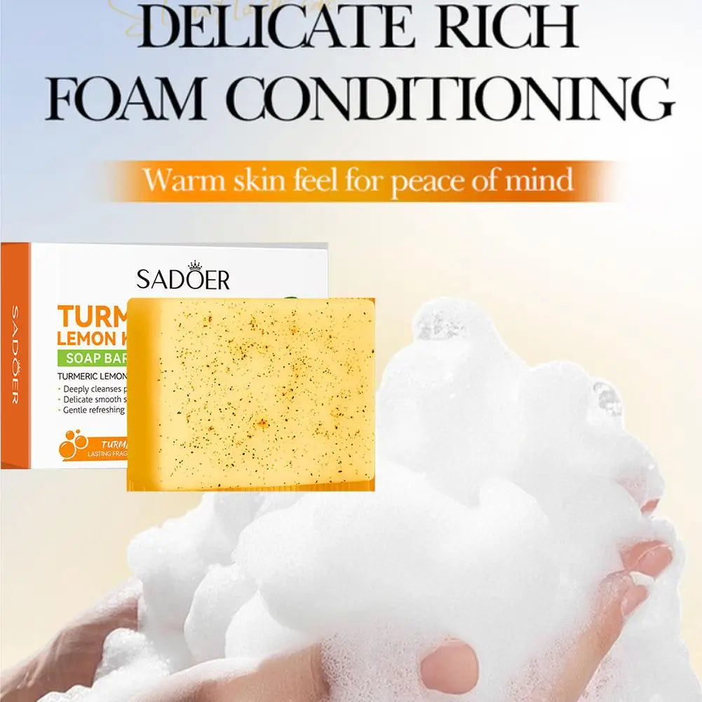100g Kojic Acid Soap for Face, Turmeric Dark Spot Remover Soap Bar with Turmeric & Lemon & Hyaluronic Acid  Gentle Moisturising