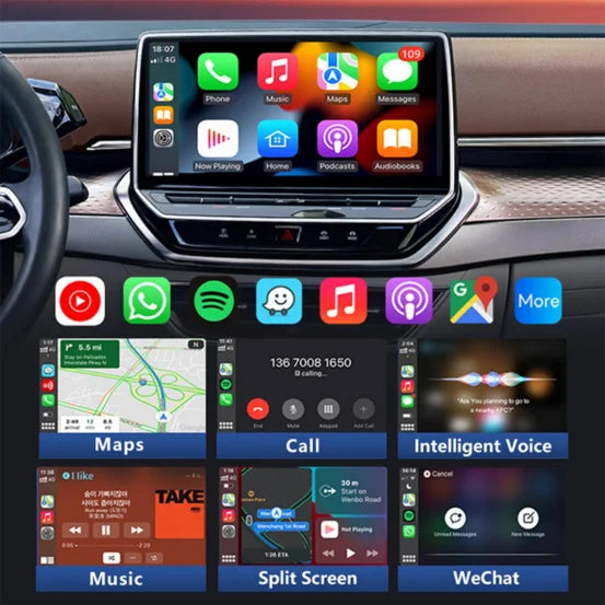 2026 Wireless Android Auto Apple CarPlay Dual-WiFi Plug And Play Adapter Smart AI Box with Youtube Netflix IPTV TikTok