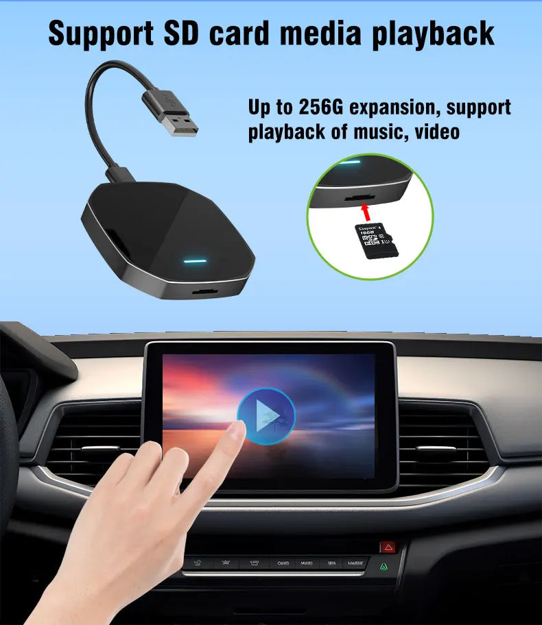 2026 Wireless Android Auto Apple CarPlay Dual-WiFi Plug And Play Adapter Smart AI Box with Youtube Netflix IPTV TikTok