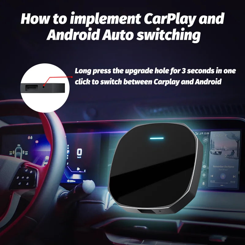 2026 Wireless Android Auto Apple CarPlay Dual-WiFi Plug And Play Adapter Smart AI Box with Youtube Netflix IPTV TikTok