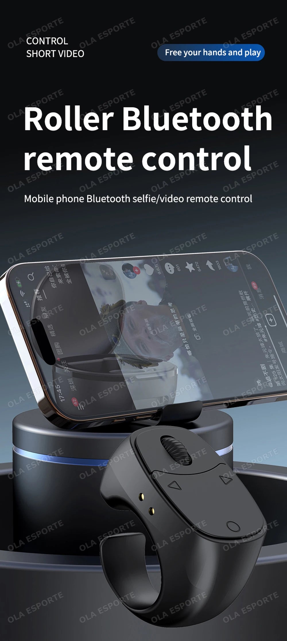 2026 New Touch & Roller Fingertip Ring Remote Control Wireless Bluetooth Mobile Selfie Mice Video Automatic Page Turner Browsing