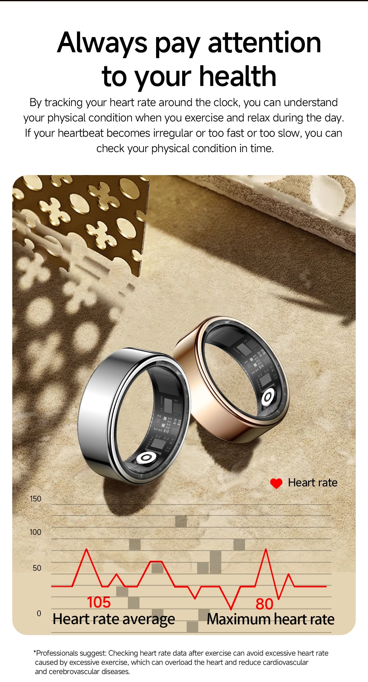 Call reminder information heart rate blood oxygen sleep exercise HR monitoring TikTok TK family care friend smart ring New 2026