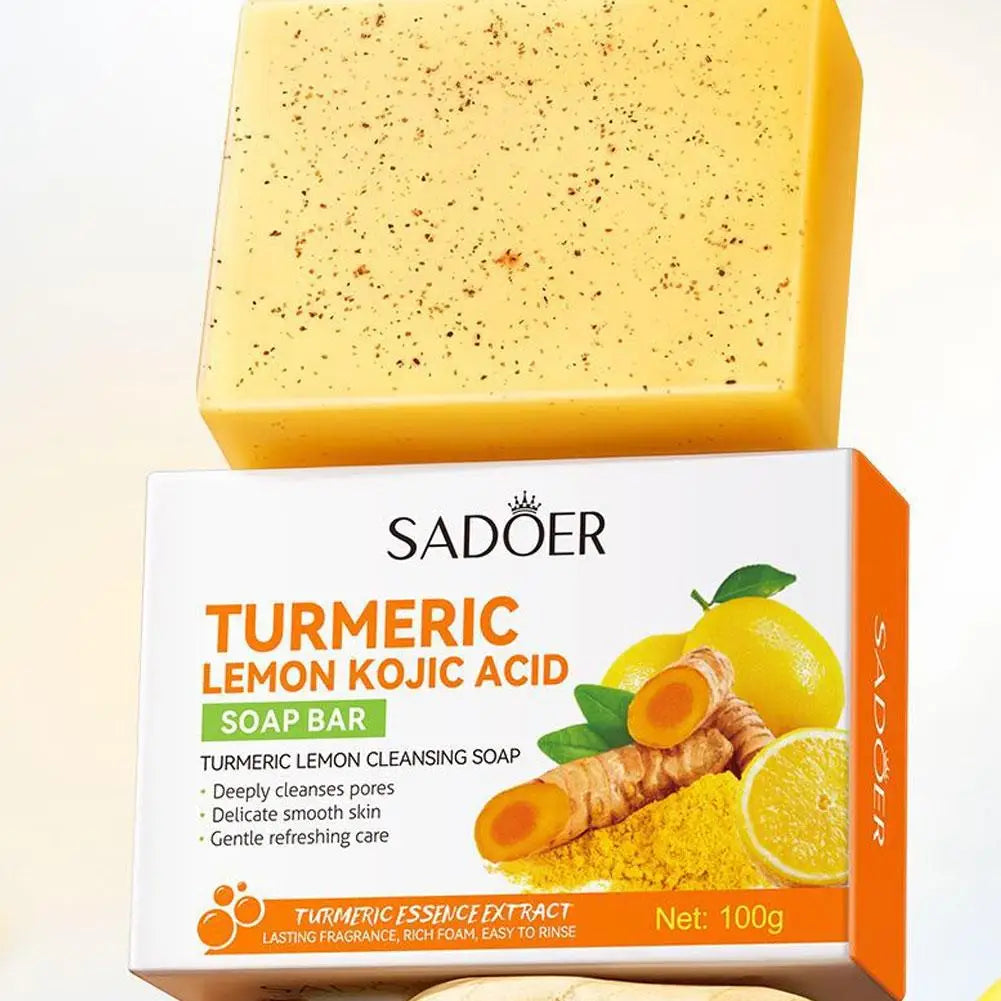 100g Kojic Acid Soap for Face, Turmeric Dark Spot Remover Soap Bar with Turmeric & Lemon & Hyaluronic Acid  Gentle Moisturising