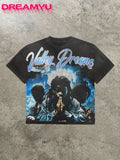 2026 Summer Men's T-shirt with Letter Print Breathable Lightweight Casual Roller Skating Hip-Hop Style Male T-shirt