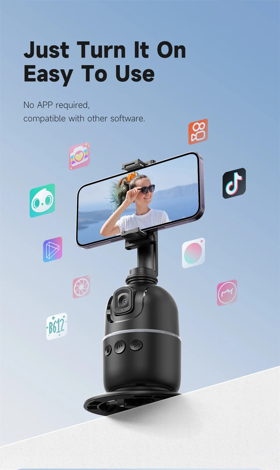 FANGTUOSI 2026 New Gimbal Stabilizer With light AI Follow Shooting Bracket For Tiktok Live Video Photography for ios Smartphone