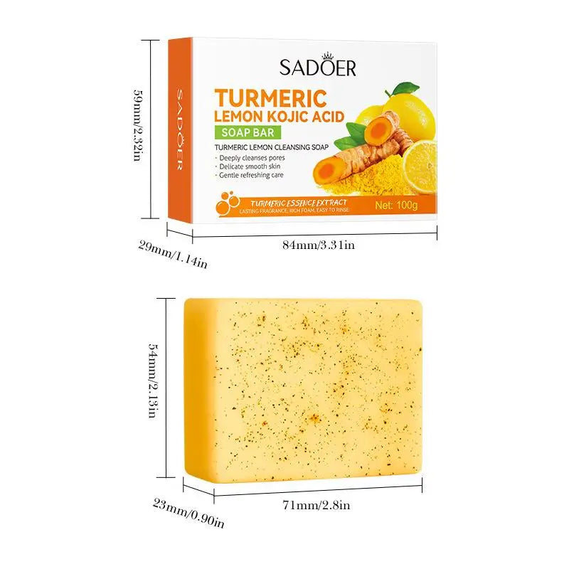 100g Kojic Acid Soap for Face, Turmeric Dark Spot Remover Soap Bar with Turmeric & Lemon & Hyaluronic Acid  Gentle Moisturising